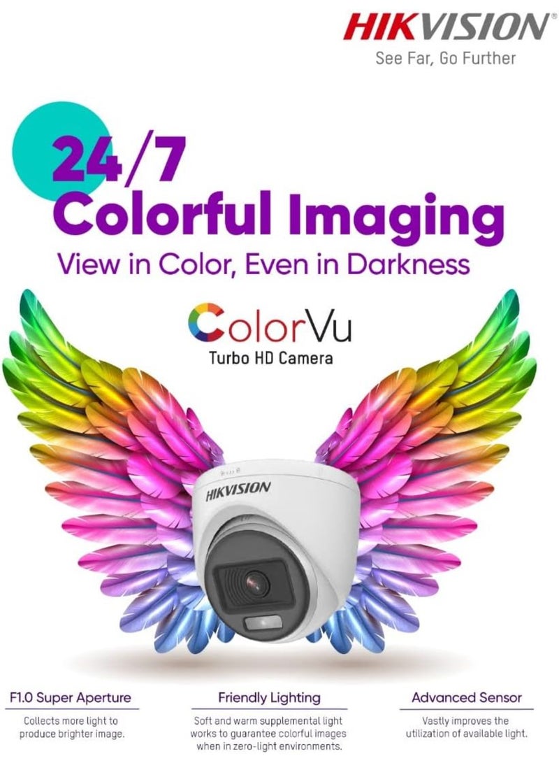 HIKVISION Renewed - HIKVISION 5MP Outdoor Wired Color CCTV Camera with Built-in Audio Mic and Color Night Vision DS-2CE70KF0T-PFS - Image 3